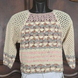Vintage Jennifer Reed Knitted by Hand Loose Knit Sweater Size S